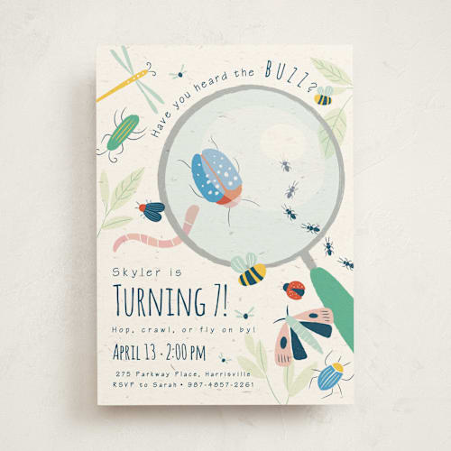 This is a dragonfly kids birthday invitations with standard by Kiersten Garner called buzzing birthday printing on signature in standard