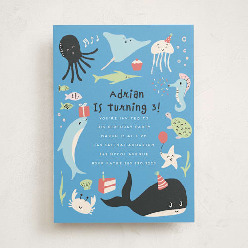 This is a carribean kids birthday invitations with standard by chocomocacino called como printing on signature in standard