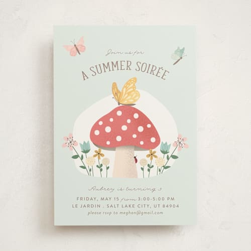 This is a cornflower kids birthday invitations with standard by Joanna Griffin called summer soiree printing on signature in standard