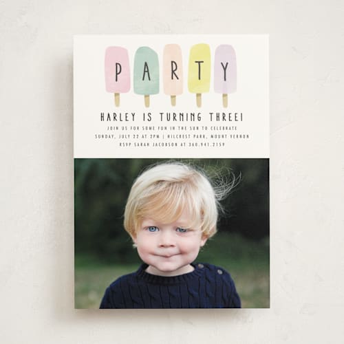 This is a rainbow kids birthday invitations with standard by Karidy Walker called sweet fun in the sun printing on signature in standard