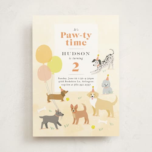 This is a carrot kids birthday invitations with standard by Karidy Walker called pawty time printing on signature in standard