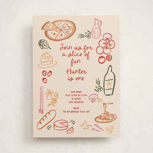 This is a chili pepper kids birthday invitations with standard by Jenna Holcomb called that's amore. printing on signature in standard