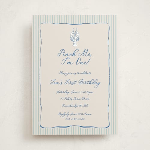 This is a marine kids birthday invitations with standard by Lucrecia Caporale called easide serenade printing on signature in standard