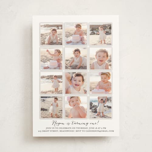 This is a cotton kids birthday invitations with standard by Robin Ott called year in my life printing on signature in standard