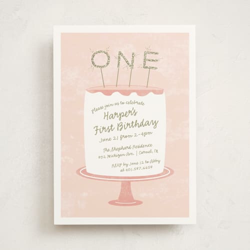 This is a cotton candy kids birthday invitations with standard by Sarah Brown called frosting printing on signature in standard