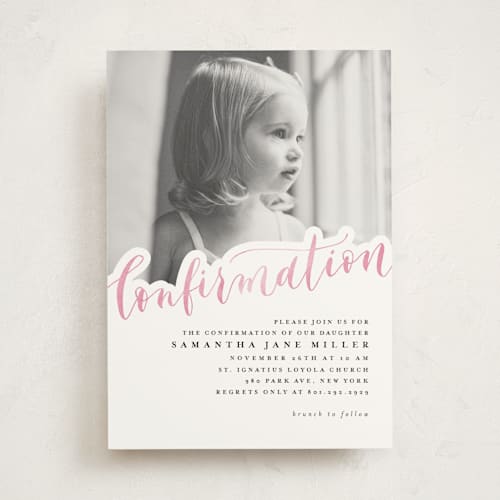 This is a poppy confirmation invitations cards with standard by Anastasia Makarova called shining confirmation printing on signature in standard