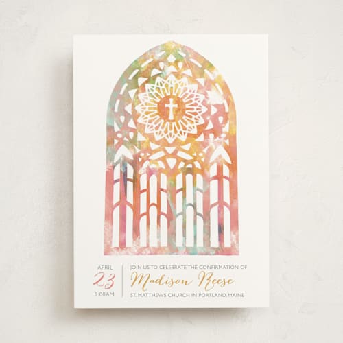 This is a surprise confirmation invitations cards with standard by Lady Noble called pretty window printing on signature in standard
