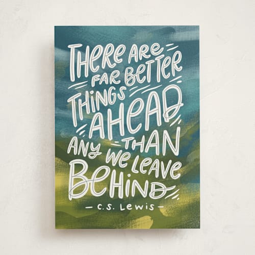 This is a mountain tbd with standard by Lissabeth Anglin called better things ahead printing on signature in greeting cards