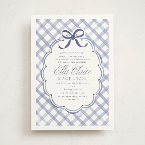 This is a bluebell debutante party invitations with standard by Meagan Christensen called lattice printing on signature in standard