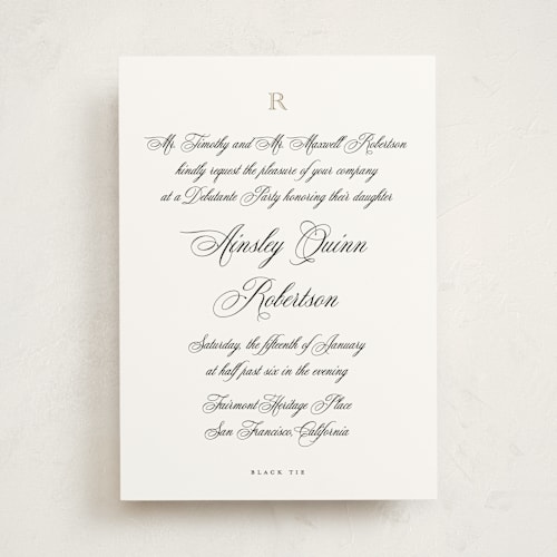 This is a diamond debutante party invitations with standard by Jenna Holcomb called formal printing on signature in standard
