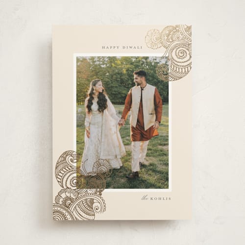 This is a chand diwali cards with foil pressed by Sejal Banker called henna dreams printing on signature in standard