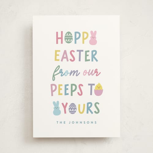 This is a rainbow easter photo cards with standard by Hooray Creative called easter peeps printing on signature in standard