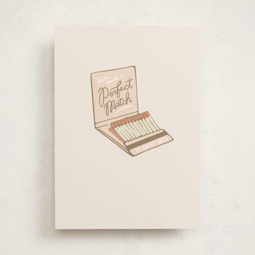 This is a cream tbd with standard by Darby McGuire called perfect match box printing on signature in greeting cards