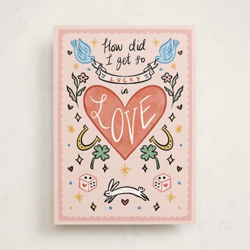 This is a heart tbd with standard by Elly called lucky love printing on signature in greeting cards
