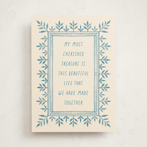 This is a chardonnay tbd with standard by letterfix called treasure printing on signature in greeting cards