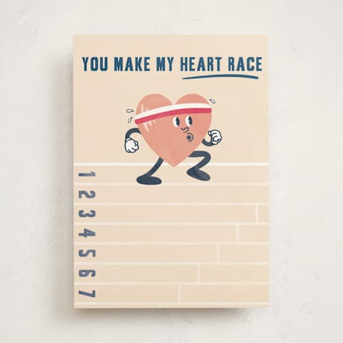 This is a cream tbd with standard by Hannah Bowman called keep on racing printing on signature in greeting cards