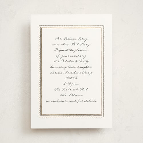 This is a monument debutante party invitations with foil pressed by Leia Matt called prelude printing on signature in standard