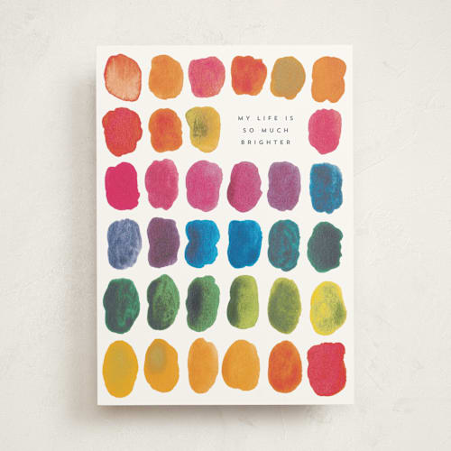This is a rainbow tbd with standard by Katharine Watson called bright palette printing on signature in greeting cards