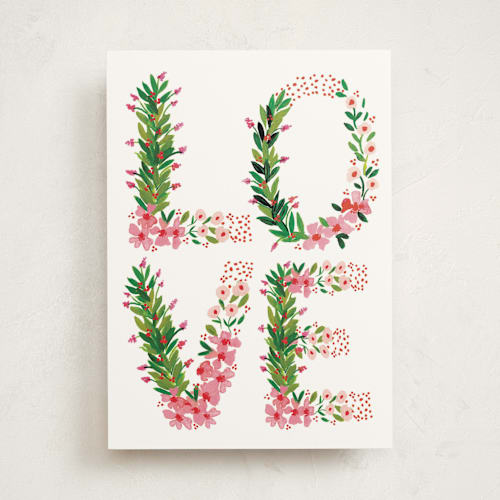 This is a parchment tbd with standard by Shannon Kirsten called love floral letters printing on signature in greeting cards