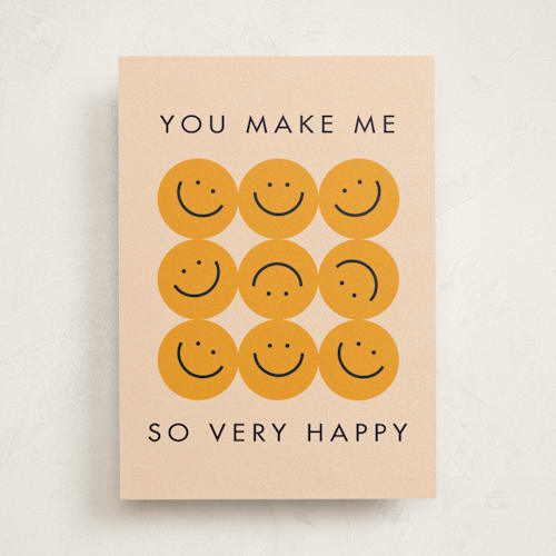 This is a ochre tbd with standard by Lauren Jinhee called so very happy printing on signature in greeting cards