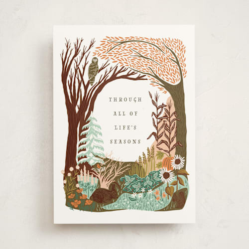 This is a chestnut tbd with standard by Shiny Penny Studio called every season printing on signature in greeting cards