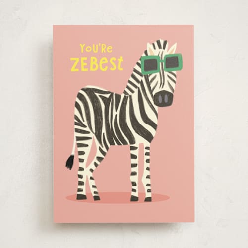This is a blush tbd with standard by Creo Study called you’re zebest printing on signature in greeting cards