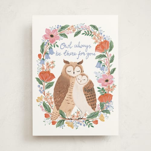 This is a owl tbd with standard by Sarah Knight called owl be there printing on signature in greeting cards