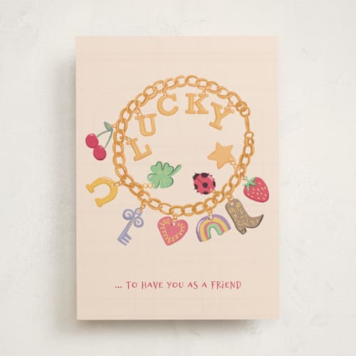 This is a blush tbd with standard by frau brandt called lucky charm printing on signature in greeting cards