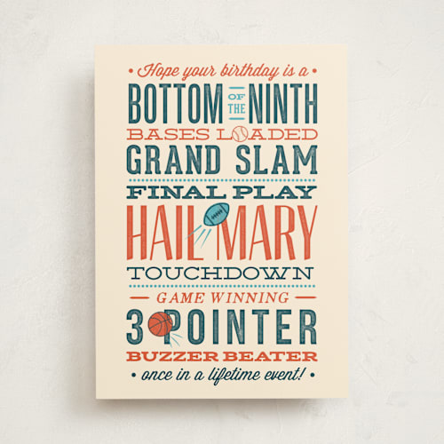 This is a cream tbd with standard by Robert and Stella called all star printing on signature in greeting cards