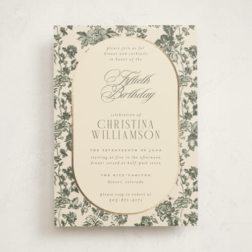 This is a garden holiday party invitations with foil pressed by Jenna Holcomb called formally printing on signature in standard