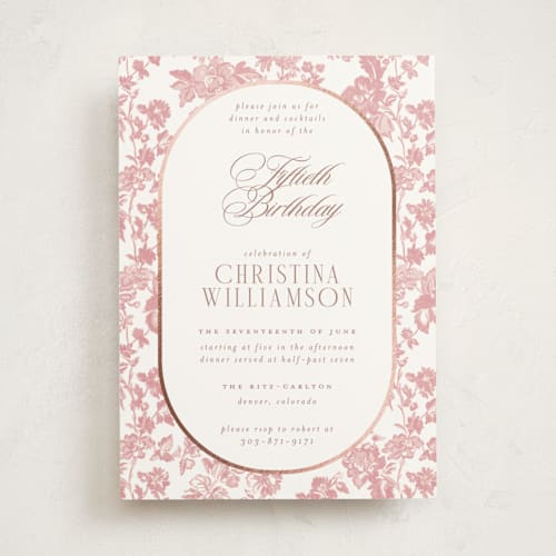 This is a petal holiday party invitations with foil pressed by Jenna Holcomb called formally printing on signature in standard