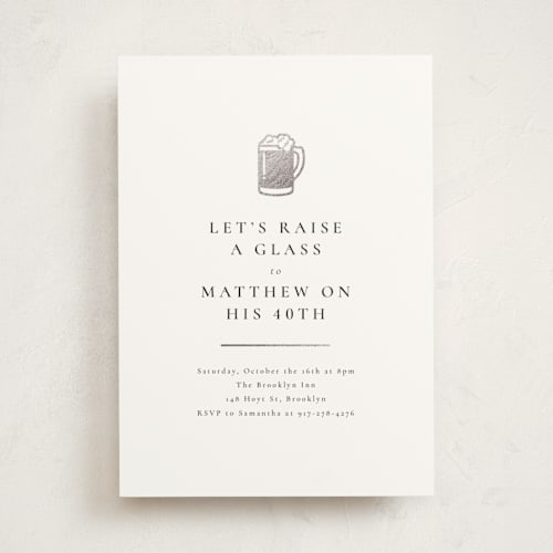 This is a cloud holiday party invitations with foil pressed by mo kelley called raise a glass printing on signature in standard
