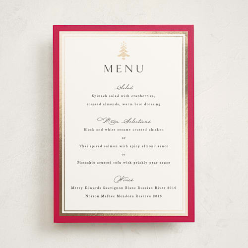 This is a poinsettia party stationery with foil pressed by Amy Kross called edged printing on signature in standard