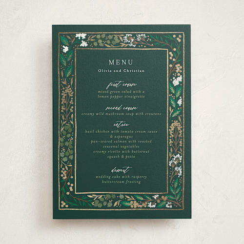 This is a evergreen party stationery with foil pressed by Alethea and Ruth called illuminated storybook printing on signature in standard
