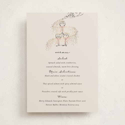 This is a petal party stationery with foil pressed by Jackie Crawford called sparkling champagne tower printing on signature in standard