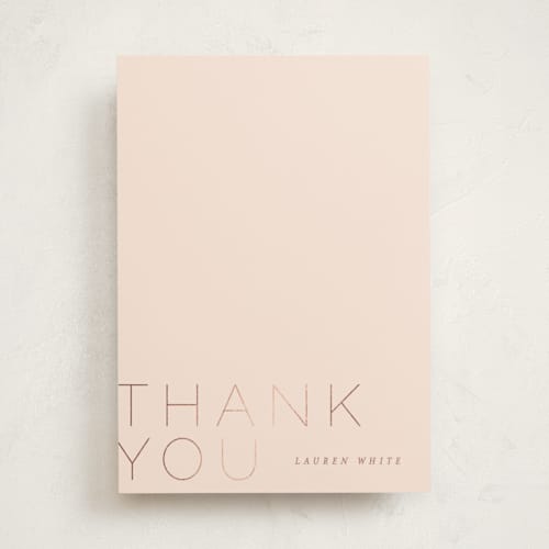 This is a sherbet personalized stationery thank you cards with foil pressed by Pixel and Hank called thin thank you printing on signature in 5x7