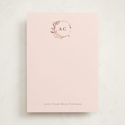 This is a rose personalized stationery thank you cards with foil pressed by Anastasia Makarova called lovely wreath printing on signature in 5x7