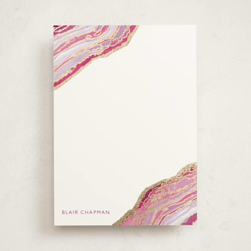 This is a sangria personalized stationery thank you cards with foil pressed by Kaydi Bishop called gilt agate printing on signature in 5x7