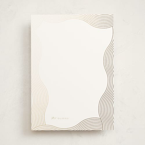 This is a champagne personalized stationery thank you cards with foil pressed by fatfatin called waves printing on signature in 5x7