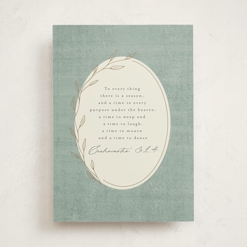 This is a sage tbd with standard by Emily Betts called ecclesiastes printing on signature in greeting cards