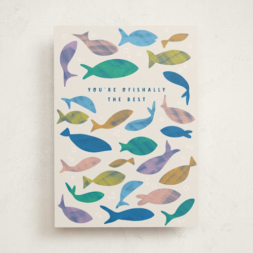This is a cream tbd with standard by Angela Garrick called ofishally printing on signature in greeting cards