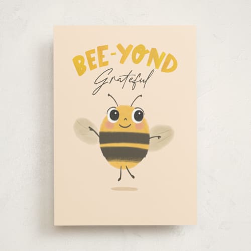 This is a peach tbd with standard by Creo Study called beeyond grateful printing on signature in greeting cards