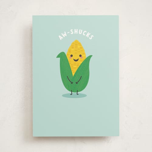 This is a sky tbd with standard by Angela Garrick called aw-shucks printing on signature in greeting cards