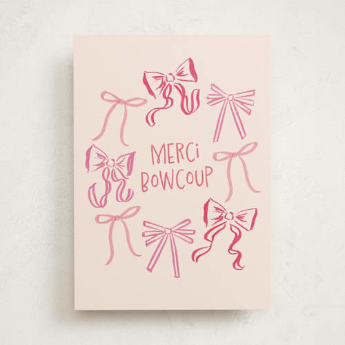 This is a blush tbd with standard by Jackie Crawford called merci bowcoup printing on signature in greeting cards
