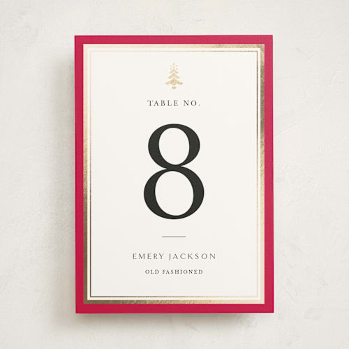 This is a poinsettia party stationery with foil pressed by Amy Kross called edged printing on doublethick in standard