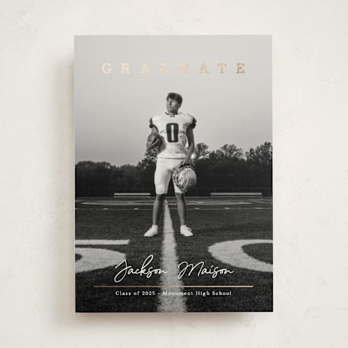 This is a freshwhite graduation announcements with foil pressed by Kaydi Bishop called balance printing on signature in standard
