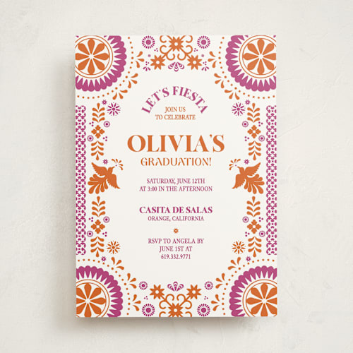This is a gumdrop graduation invitations with standard by Eva Tadros called let's fiesta printing on signature in standard