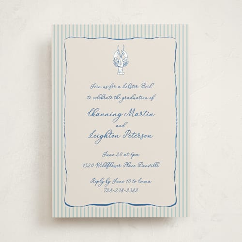 This is a marine graduation invitations with standard by Lucrecia Caporale called easide serenade printing on signature in standard