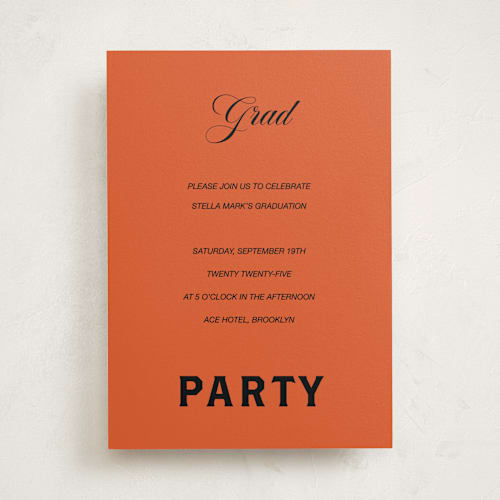 This is a amaro graduation invitations with standard by Studio Suku called bold and demure printing on signature in standard