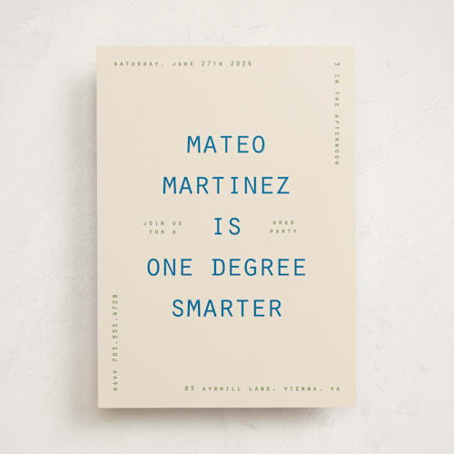 This is a sky graduation invitations with standard by Owl and Toad called degree printing on signature in standard